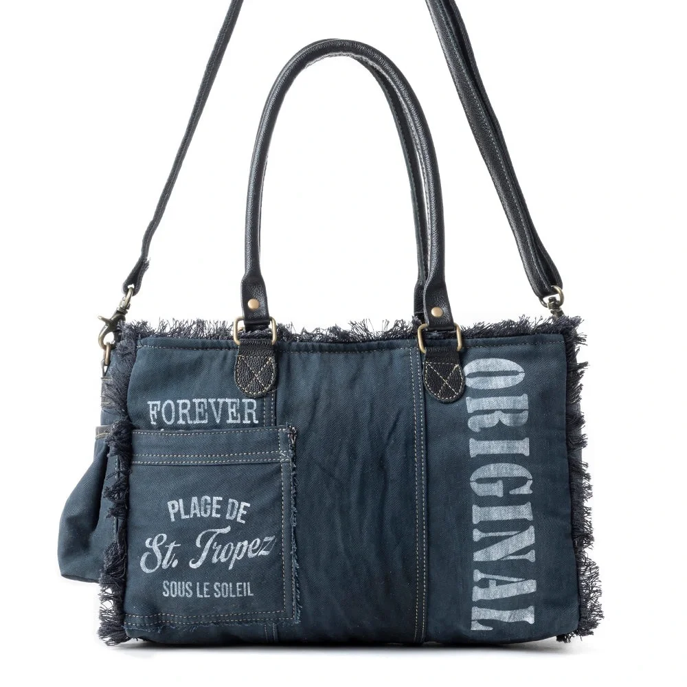 Myra Bag Coastal Steel Upcycled Tote Shoulder Purse NEW Black